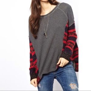 Free People Gray Knitted Sleeve Sweater